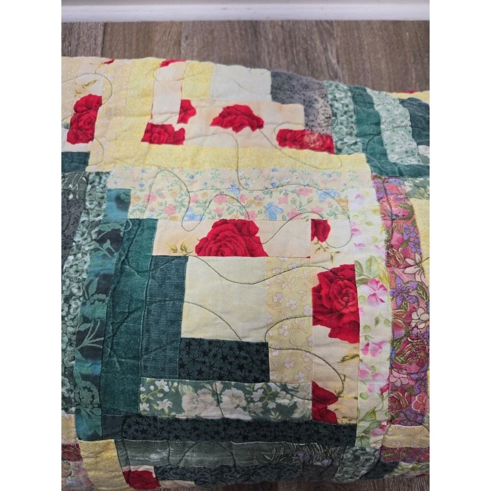 Vintage Hand Pieced Log Cabin Quilt Top 87